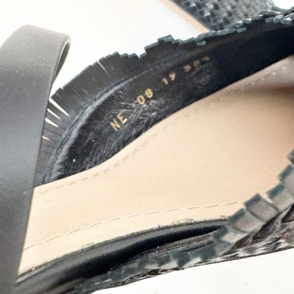 CHRISTIAN DIOR Lambskin Woven Teddy D Mule Sandals Black Kitten Heels Size 38.5 - Picture 10 of 12